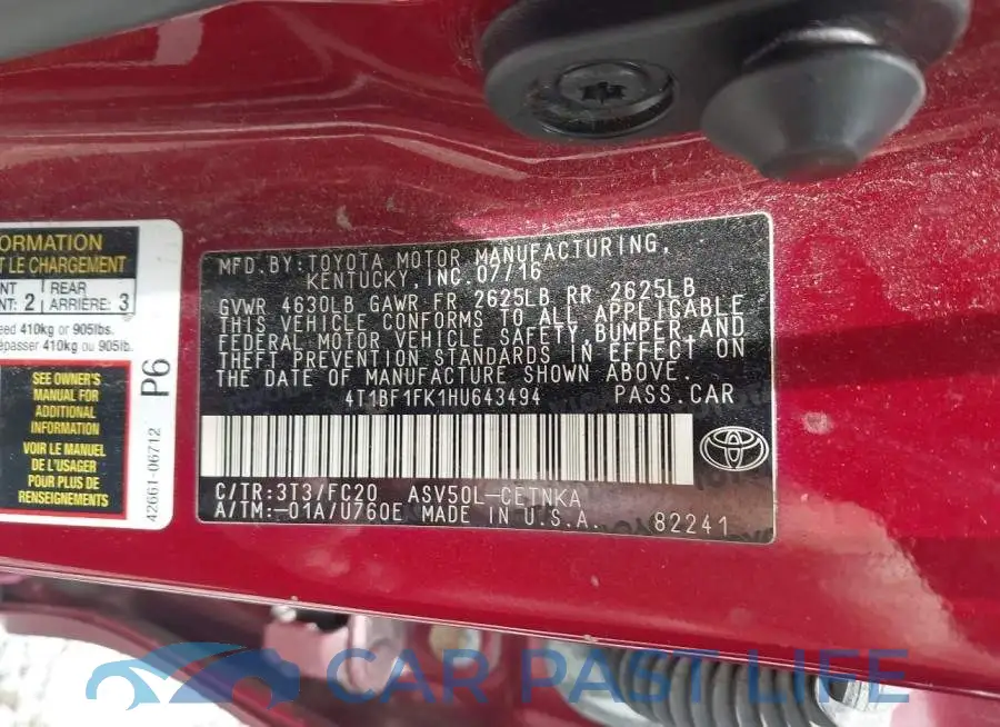 4T1BF1FK1HU643494# 9