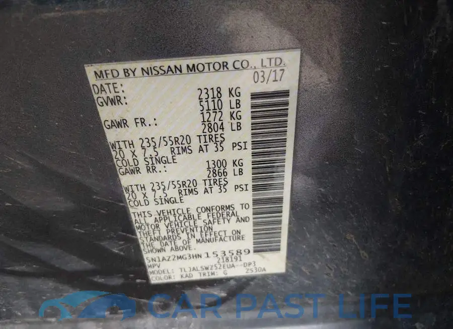 5N1AZ2MG3HN153589# 9