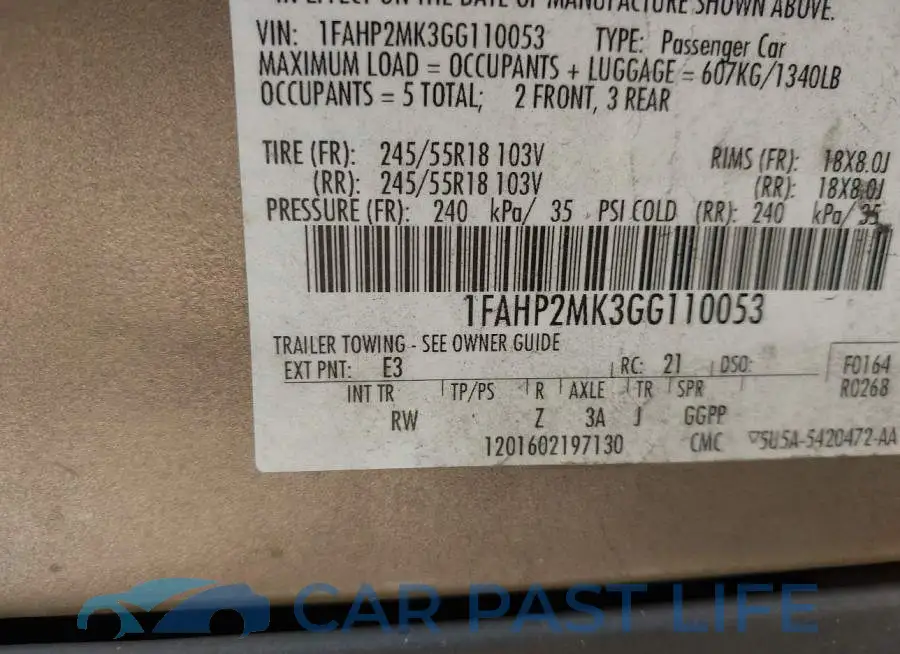 1FAHP2MK3GG110053# 9
