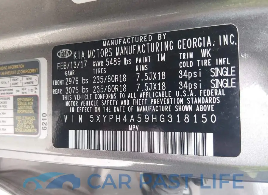 5XYPH4A59HG318150# 9