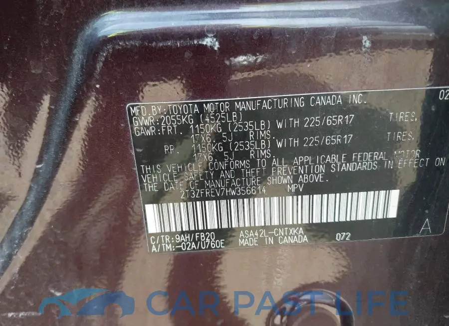 2T3ZFREV7HW356614# 9