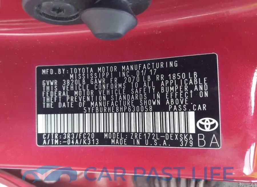 5YFBURHE8HP630058# 9