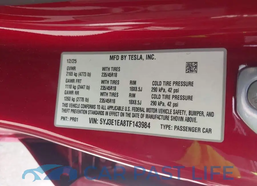 5YJ3E1EA8TF143984# 9