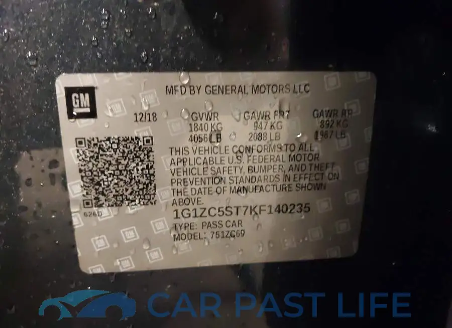 1G1ZC5ST7KF140235# 9