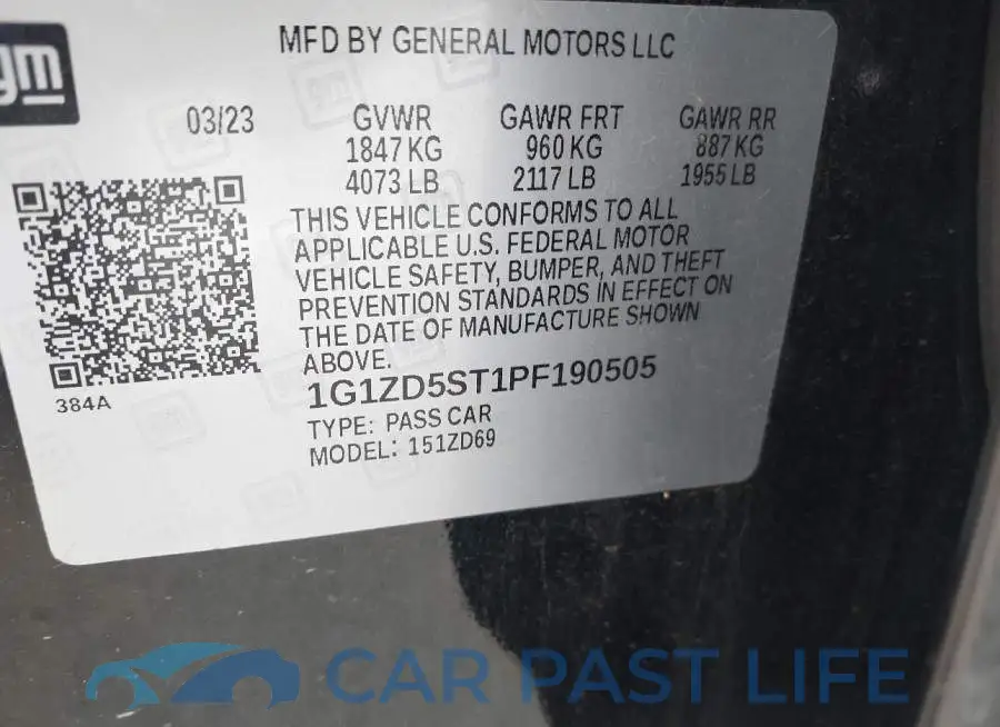 1G1ZD5ST1PF190505# 9