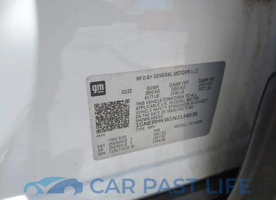 1GNERHKW1NJ134035# 9