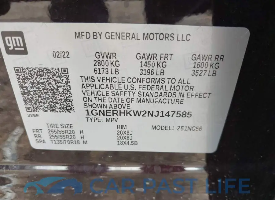 1GNERHKW2NJ147585# 9