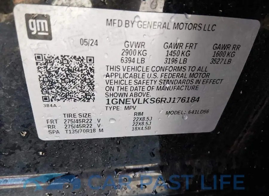 1GNEVLKS6RJ176184# 9