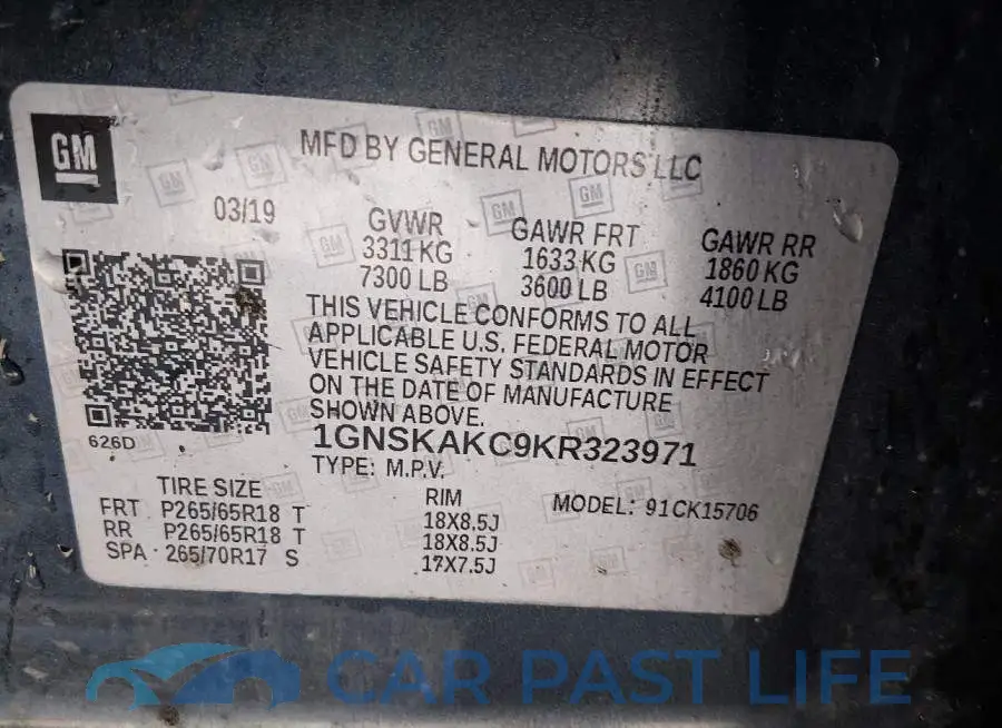 1GNSKAKC9KR323971# 9