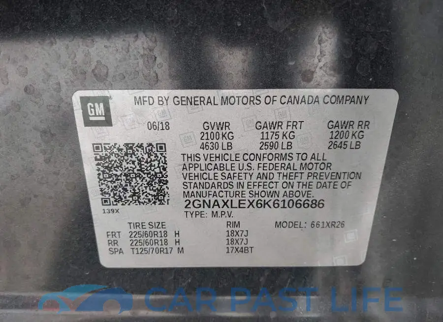 2GNAXLEX6K6106686# 9