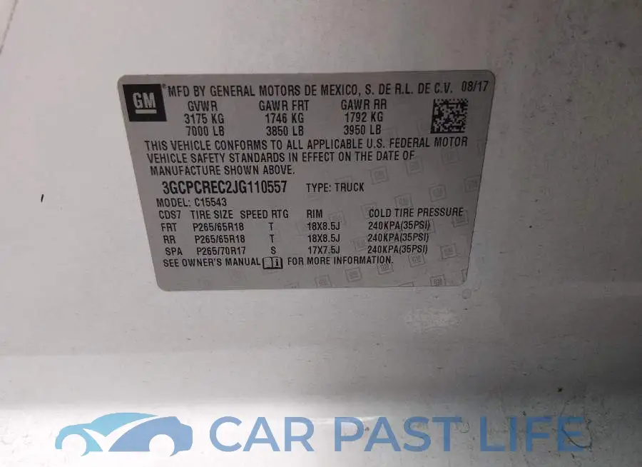 3GCPCREC2JG110557# 9