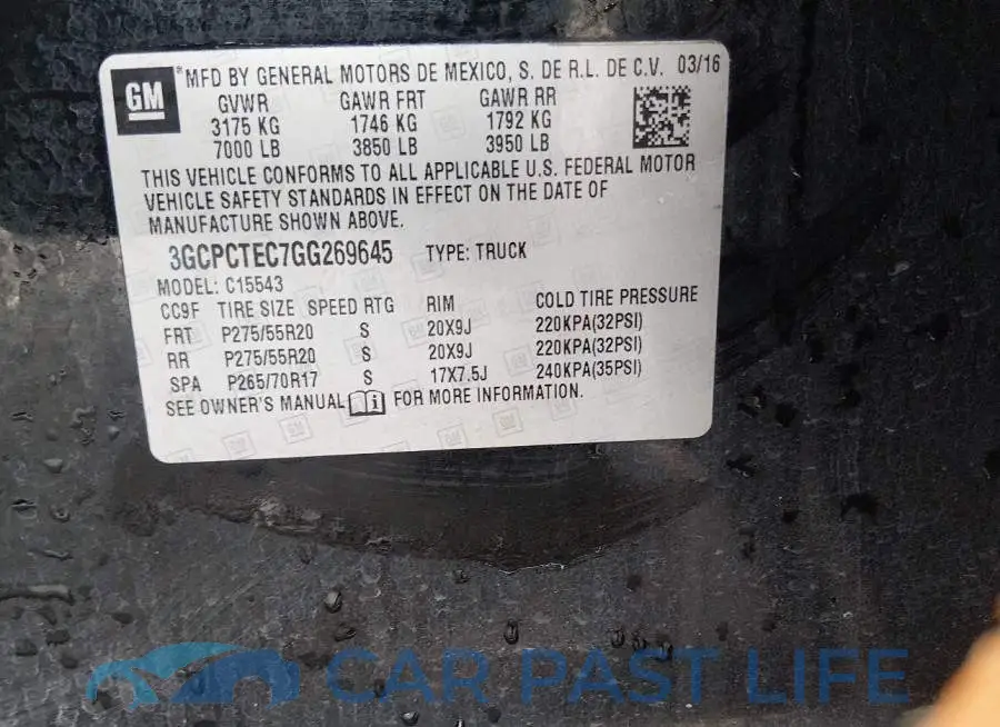 3GCPCTEC7GG269645# 9