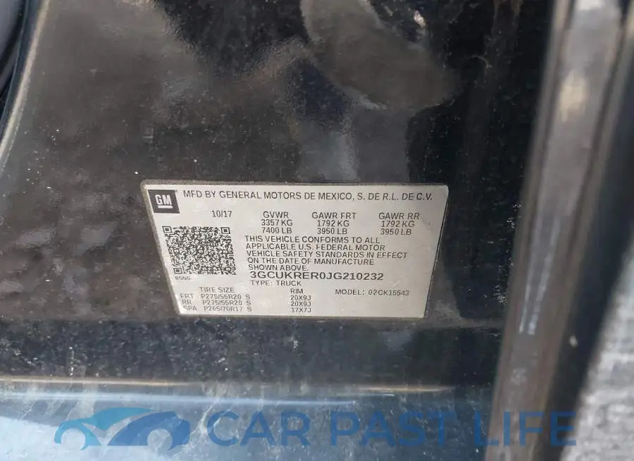 3GCUKRER0JG210232# 9