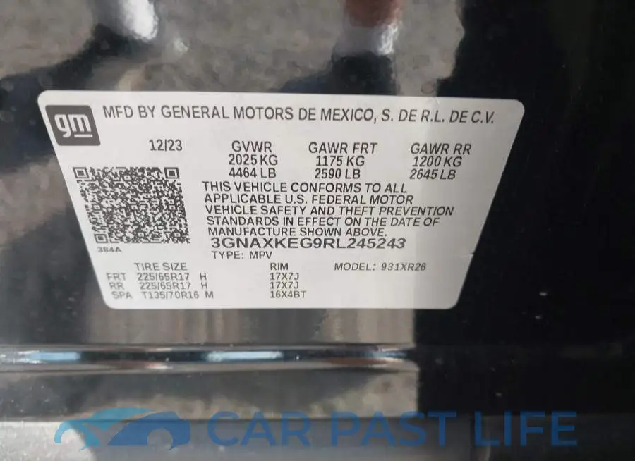 3GNAXKEG9RL245243# 9