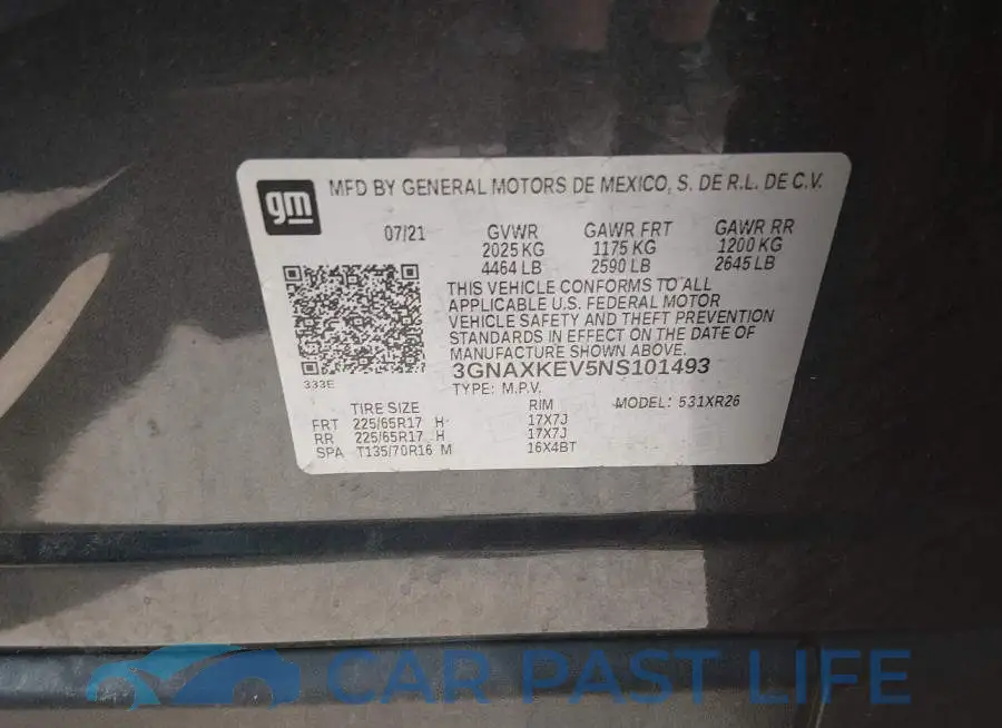 3GNAXKEV5NS101493# 9