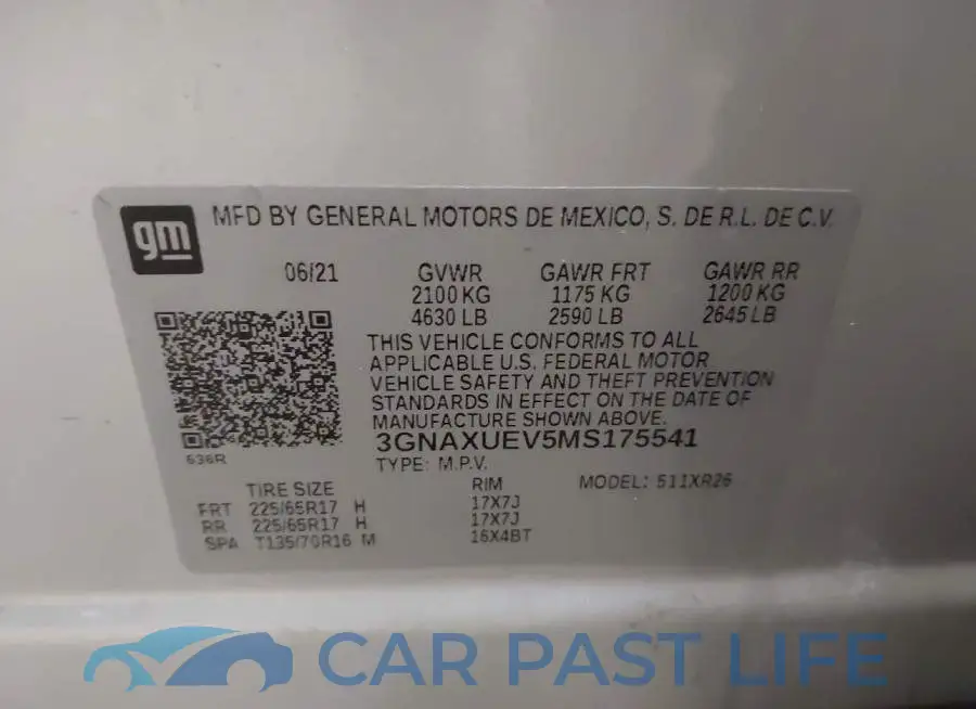 3GNAXUEV5MS175541# 9
