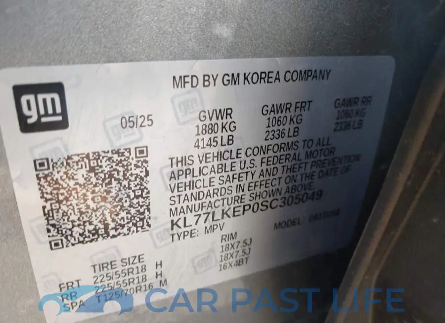 KL77LKEP0SC305049# 9