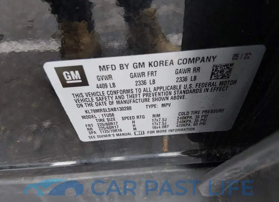 KL79MRSL5NB130288# 9