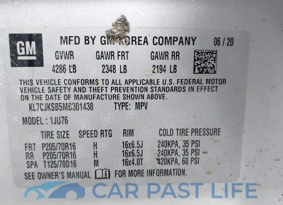 KL7CJKSB5MB301438# 9