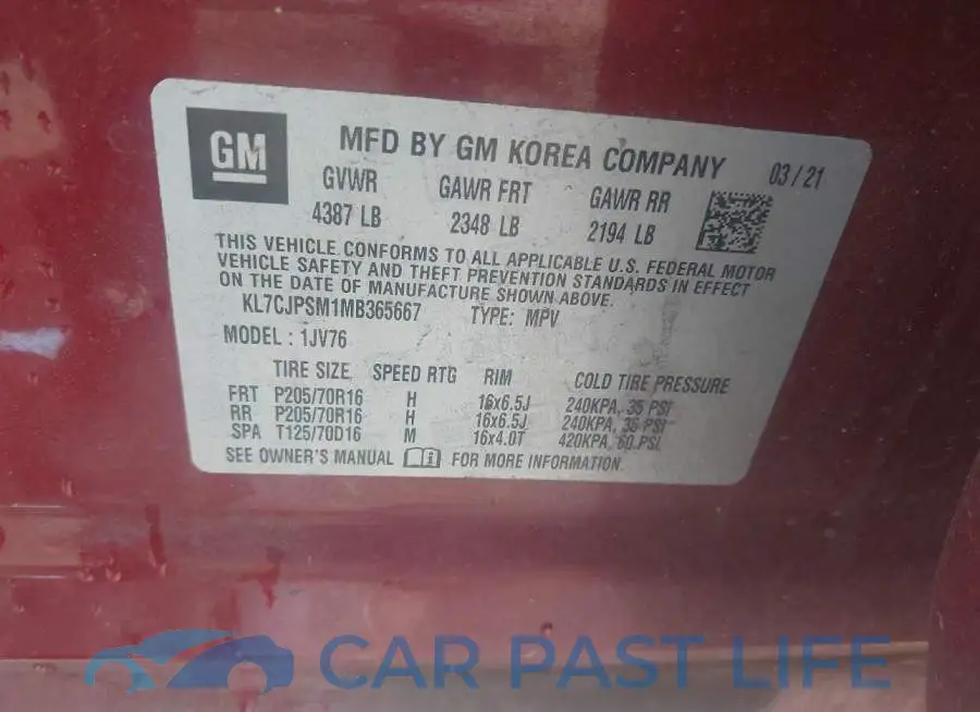 KL7CJPSM1MB365667# 9