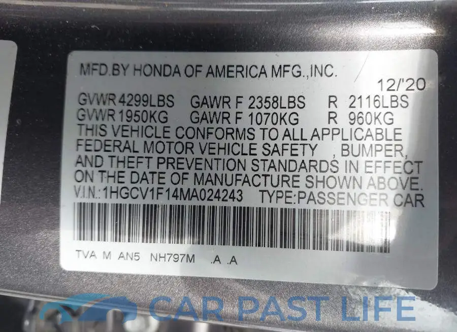 1HGCV1F14MA024243# 9