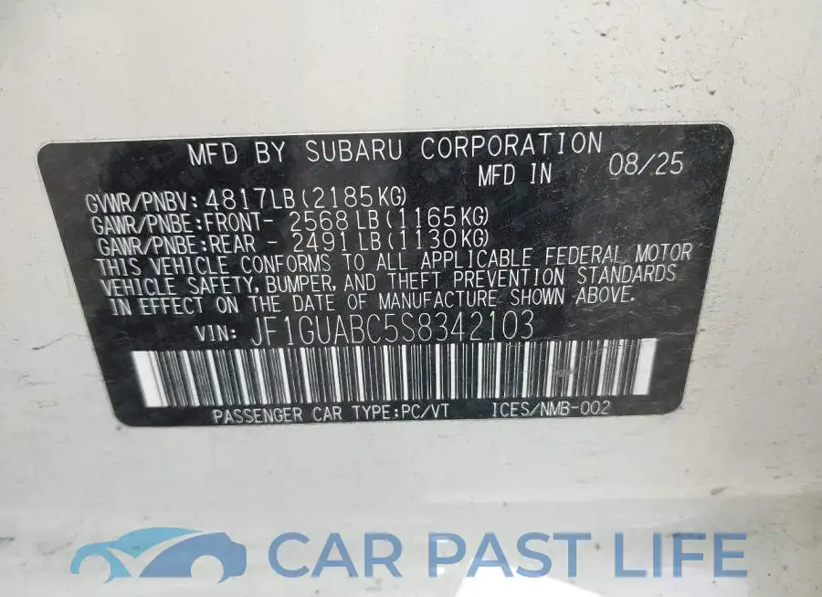 JF1GUABC5S8342103# 9