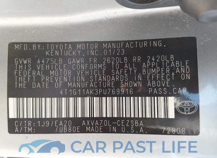 4T1G11AK3PU769916# 9