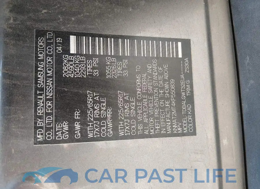 KNMAT2MT4KP550839# 9