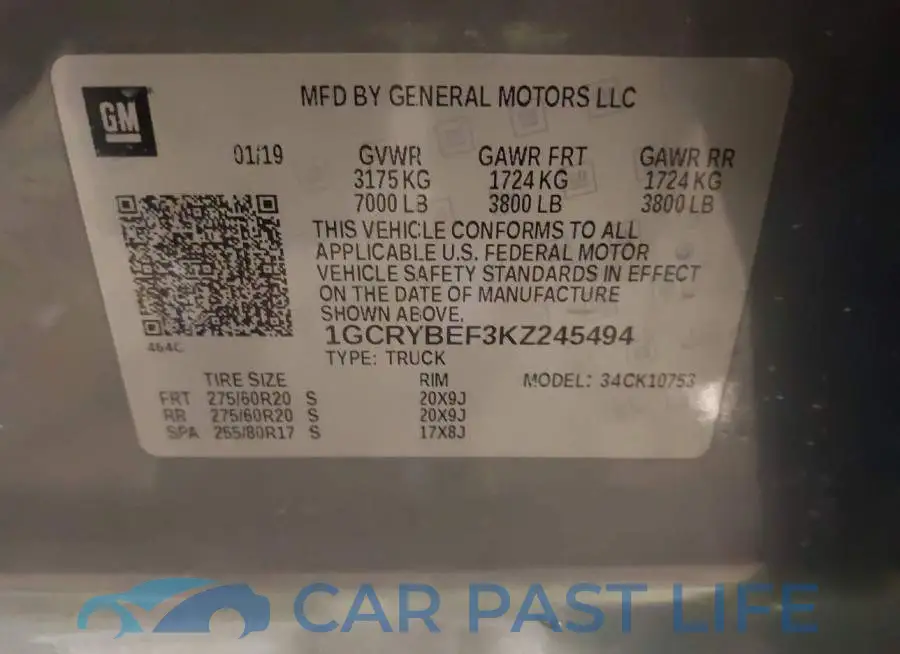 1GCRYBEF3KZ245494# 9