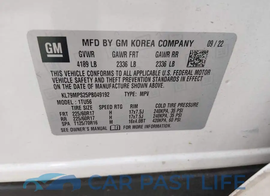 KL79MPS25PB049192# 9