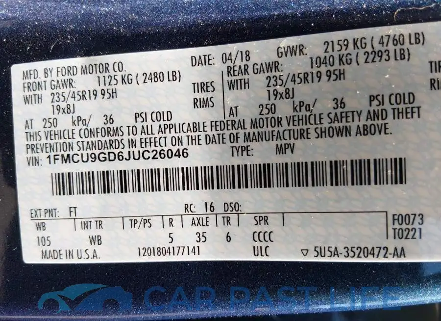 1FMCU9GD6JUC26046# 9