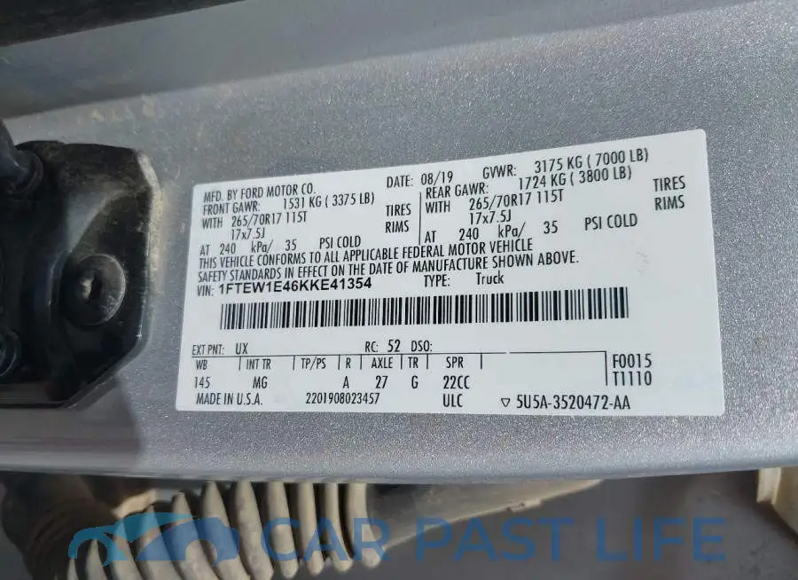 1FTEW1E46KKE41354# 9