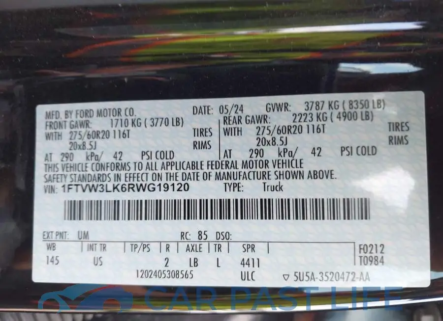 1FTVW3LK6RWG19120# 9