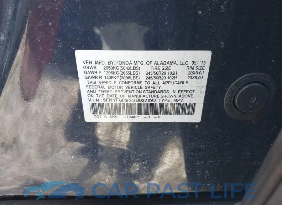 5FNYF6H95GB027293# 9
