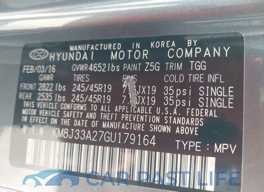 KM8J33A27GU179164# 9