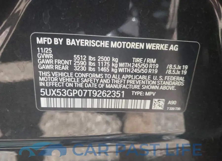 5UX53GP07T9262351# 9
