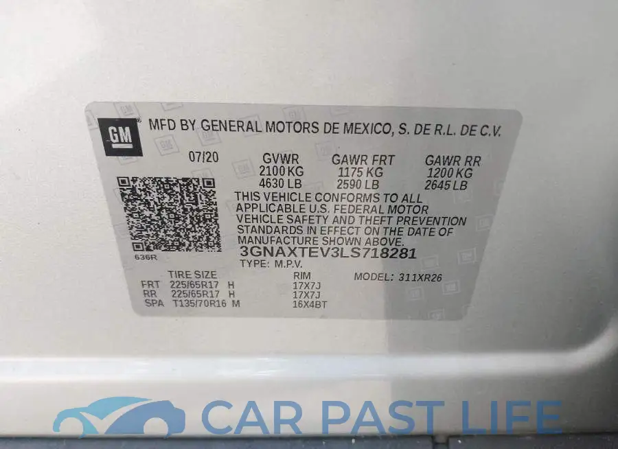 3GNAXTEV3LS718281# 9