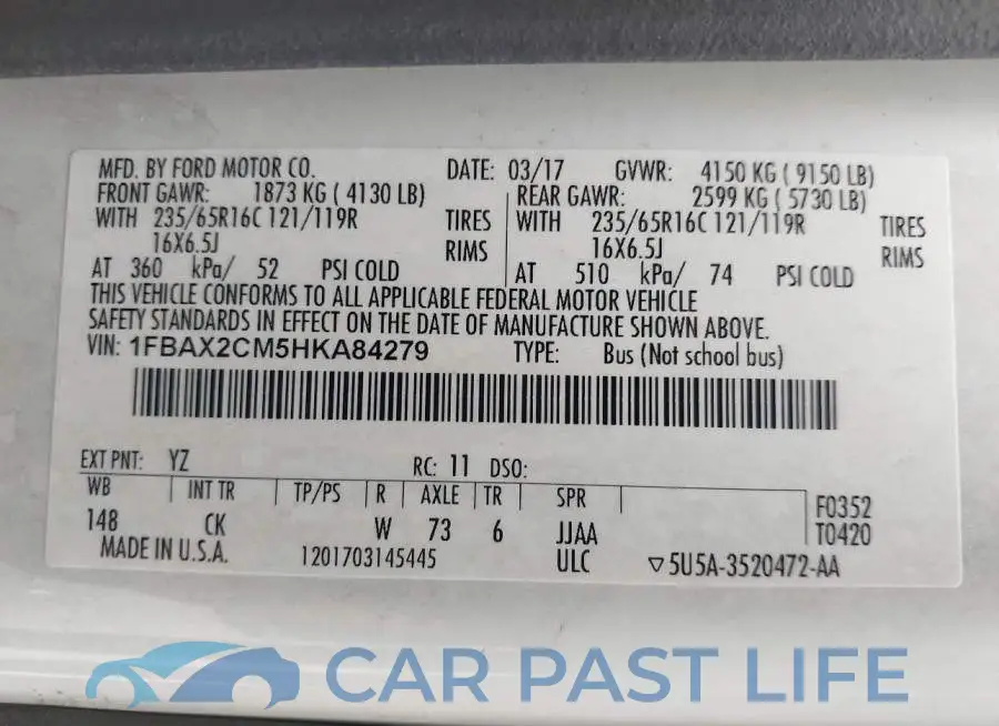 1FBAX2CM5HKA84279# 9