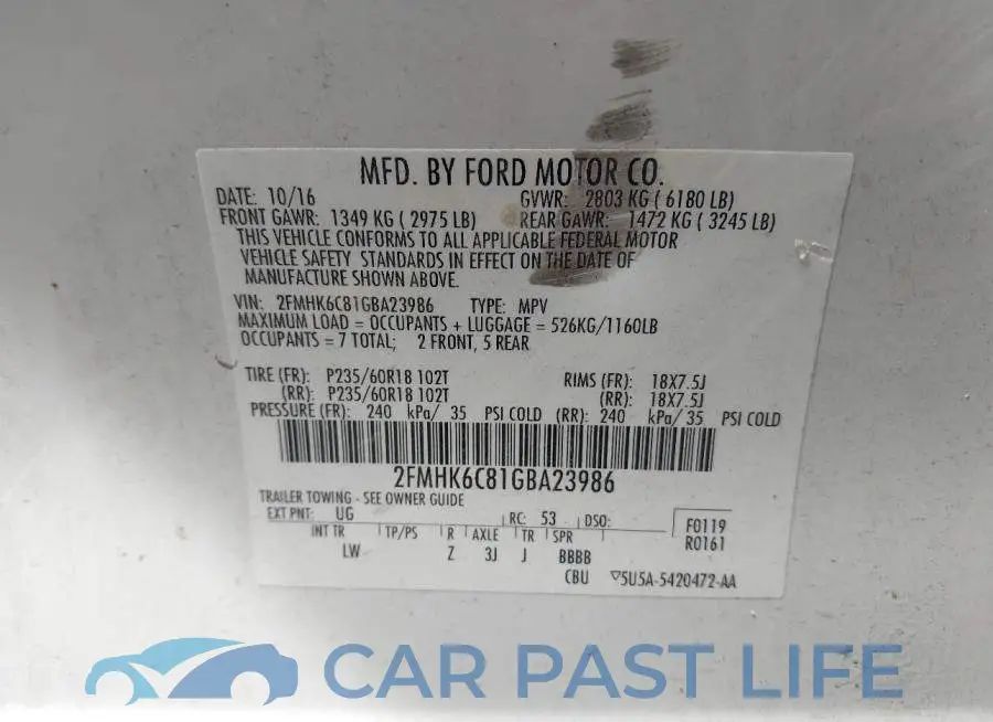 2FMHK6C81GBA23986# 9