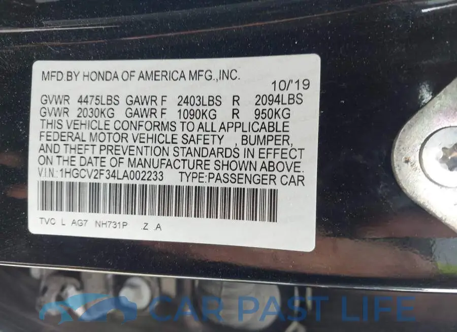 1HGCV2F34LA002233# 9