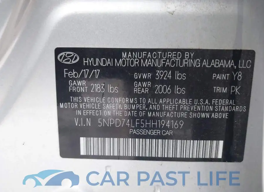 5NPD74LF5HH194169# 9