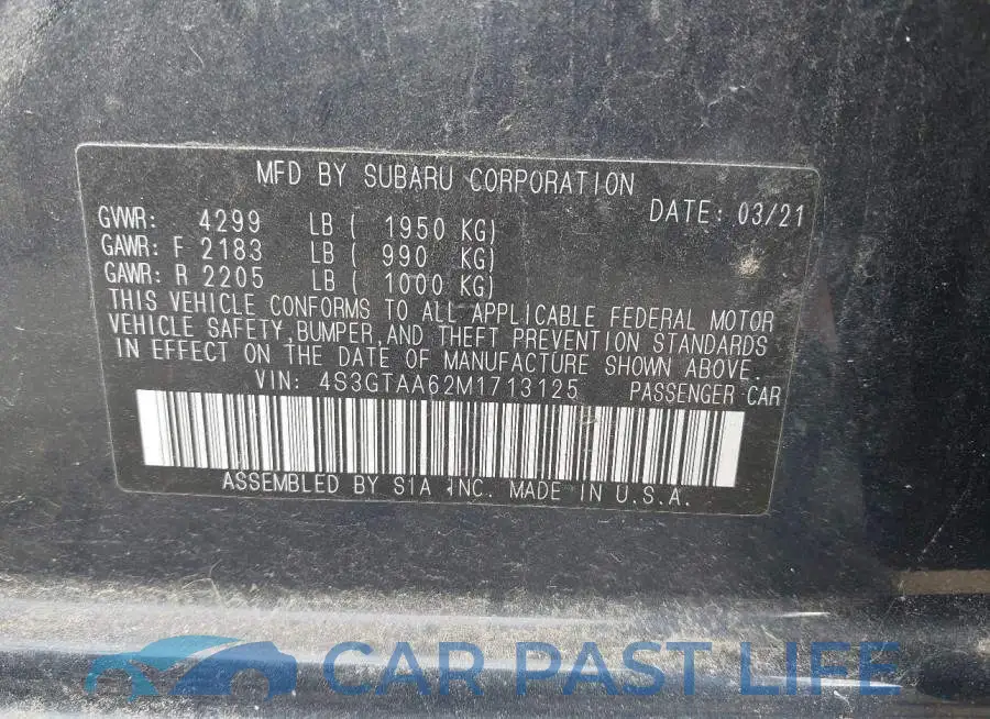 4S3GTAA62M1713125# 9