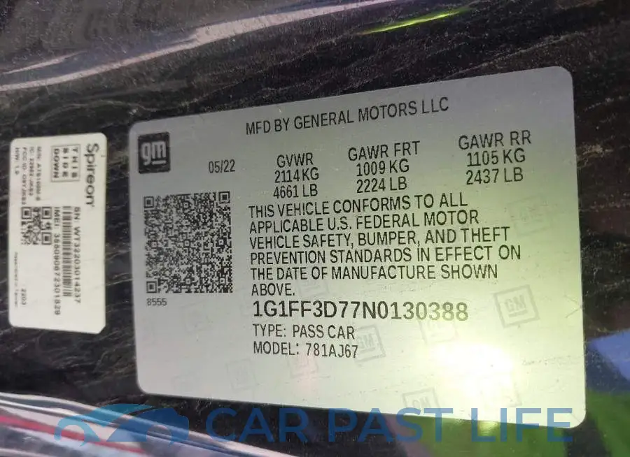 1G1FF3D77N0130388# 9