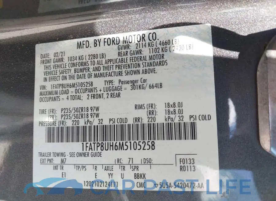 1FATP8UH6M5105258# 9