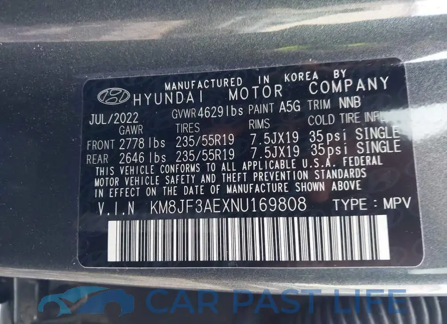 KM8JF3AEXNU169808# 9