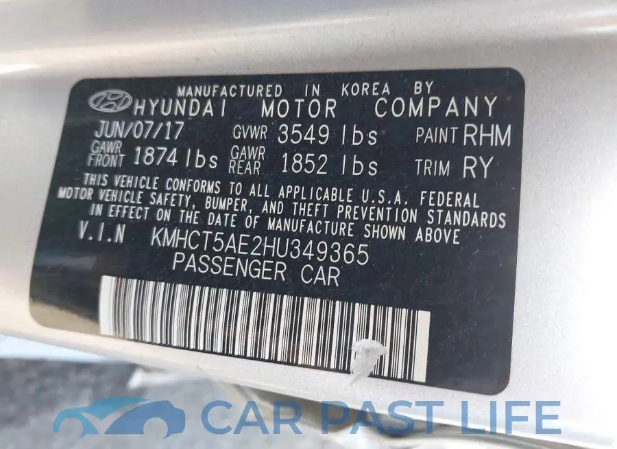 KMHCT5AE2HU349365# 9