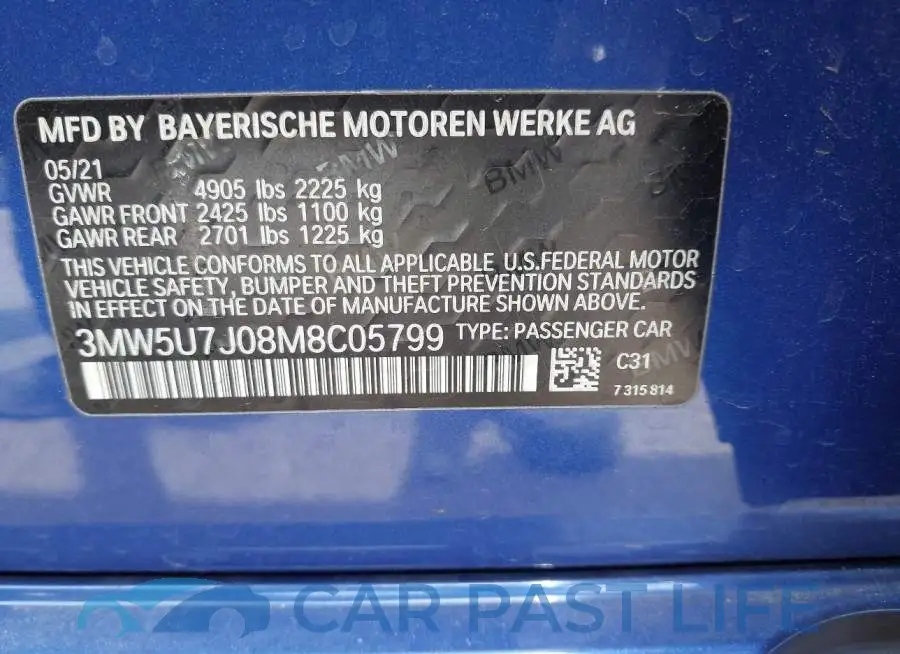 3MW5U7J08M8C05799# 9