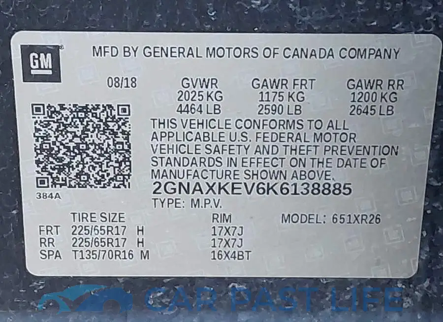2GNAXKEV6K6138885# 9