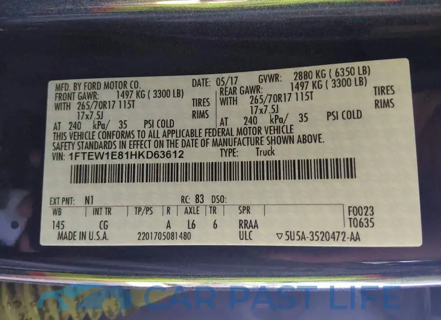 1FTEW1E81HKD63612# 9