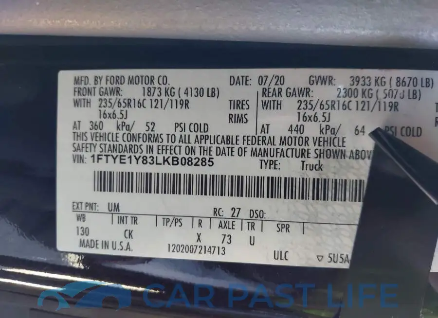 1FTYE1Y83LKB08285# 9